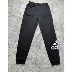 Adidas Pants Youth Lg 14-16 Black Joggers Track Pockets Logo Tapered Boys Fleece